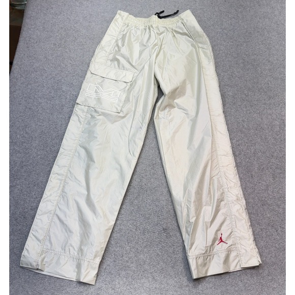 Nike Jordan Jumpman Tearaway Track Pants Off White Men Size M Snap Button Sides - Picture 1 of 12